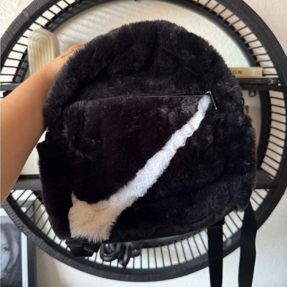 Nike Black and White Furry Backpack